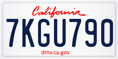 CA license plate 7KGU790