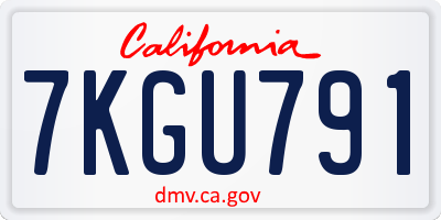 CA license plate 7KGU791