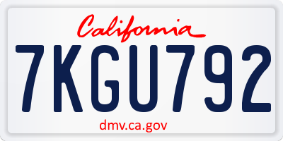 CA license plate 7KGU792