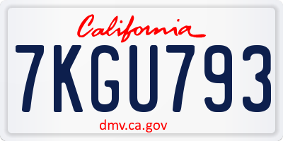 CA license plate 7KGU793