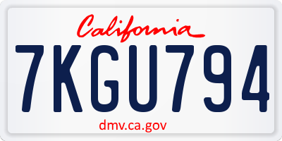 CA license plate 7KGU794
