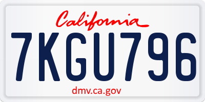 CA license plate 7KGU796