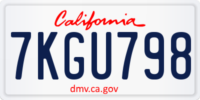CA license plate 7KGU798