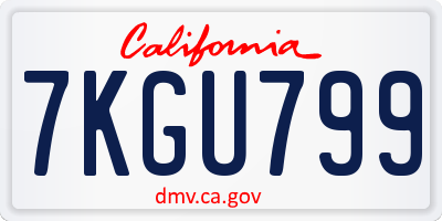 CA license plate 7KGU799