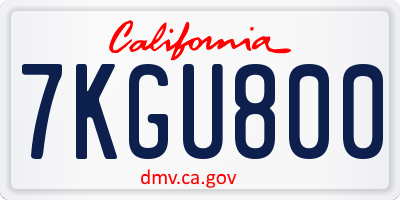 CA license plate 7KGU800