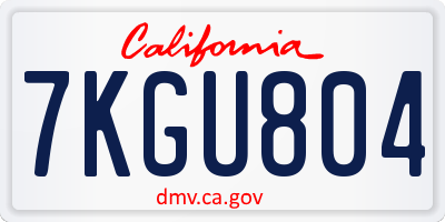 CA license plate 7KGU804