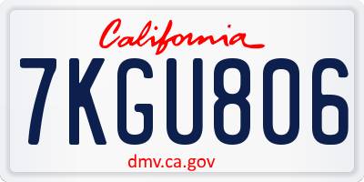 CA license plate 7KGU806