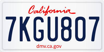 CA license plate 7KGU807