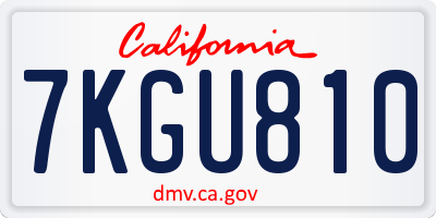 CA license plate 7KGU810