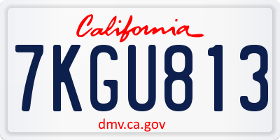 CA license plate 7KGU813