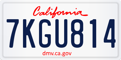 CA license plate 7KGU814