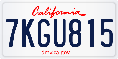 CA license plate 7KGU815