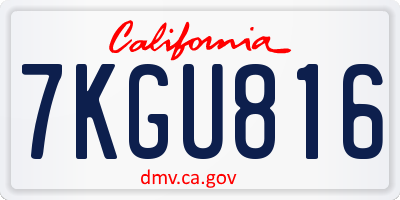 CA license plate 7KGU816