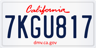 CA license plate 7KGU817