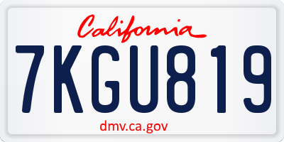 CA license plate 7KGU819