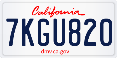 CA license plate 7KGU820