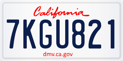 CA license plate 7KGU821