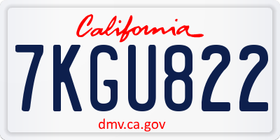 CA license plate 7KGU822