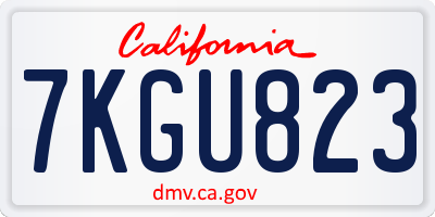 CA license plate 7KGU823
