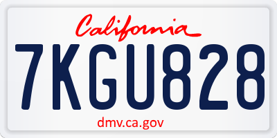 CA license plate 7KGU828
