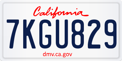 CA license plate 7KGU829