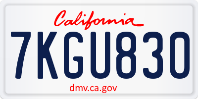 CA license plate 7KGU830