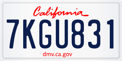 CA license plate 7KGU831