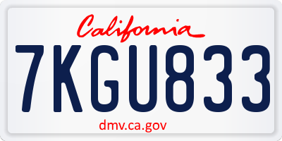 CA license plate 7KGU833