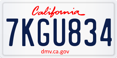 CA license plate 7KGU834
