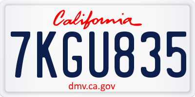 CA license plate 7KGU835