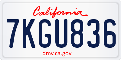 CA license plate 7KGU836