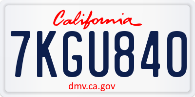 CA license plate 7KGU840