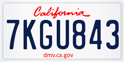 CA license plate 7KGU843