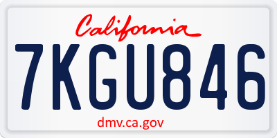 CA license plate 7KGU846