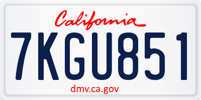 CA license plate 7KGU851
