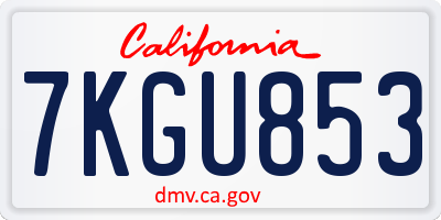 CA license plate 7KGU853