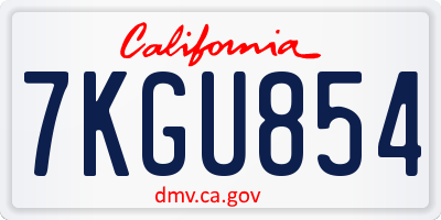 CA license plate 7KGU854