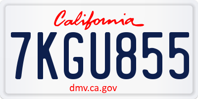 CA license plate 7KGU855
