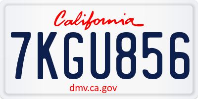 CA license plate 7KGU856