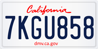 CA license plate 7KGU858