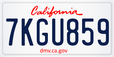 CA license plate 7KGU859