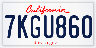 CA license plate 7KGU860
