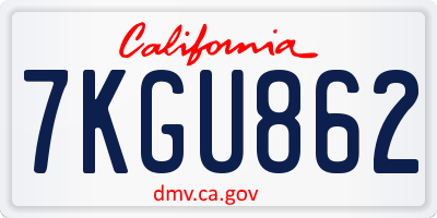 CA license plate 7KGU862