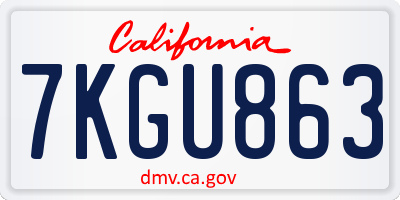 CA license plate 7KGU863