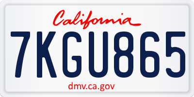 CA license plate 7KGU865