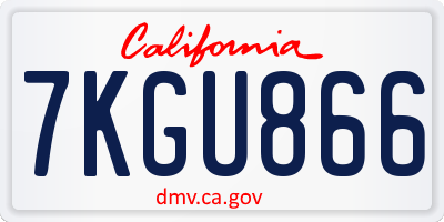 CA license plate 7KGU866