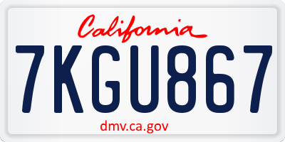 CA license plate 7KGU867