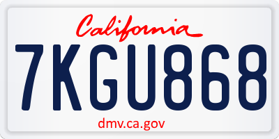 CA license plate 7KGU868