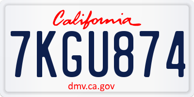 CA license plate 7KGU874