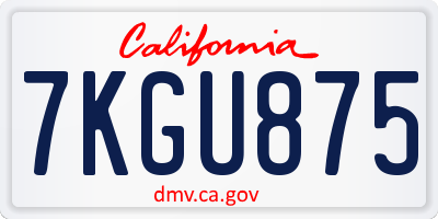 CA license plate 7KGU875